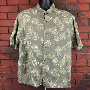 Untied Men's XL Pineapple Print Button-Down Shirt – Casual, Tropical, Summer Wea
